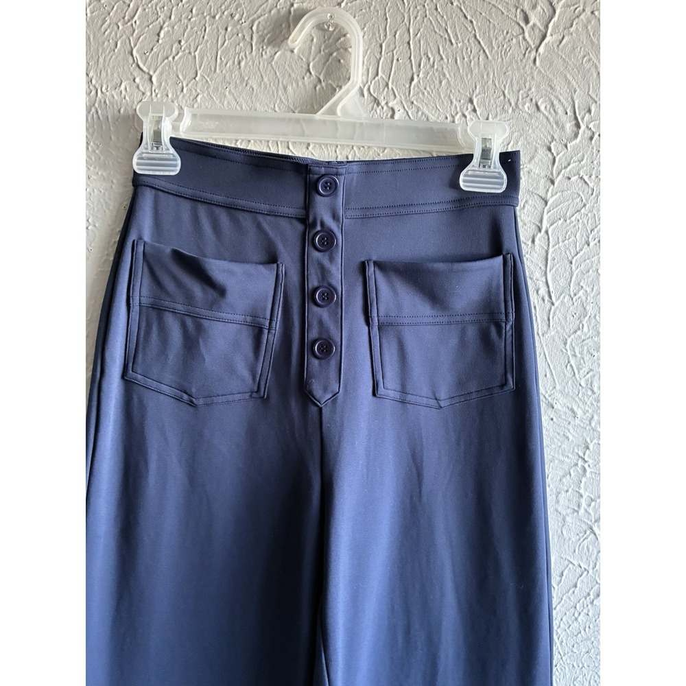 Halara XS Petite Wide Leg High Waist Navy Stretch Pants Button Front NWT - Picture 11 of 16